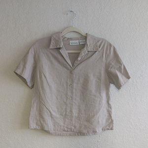 Subtly embroidered linen top